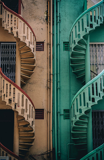 Ladders, Building, Miscellanea, Miscellaneous, Facade, Singapore, Spiral Staircase, Caracole HD phone wallpaper