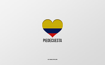 I Love Piedecuesta, Colombian cities, Day of Piedecuesta, gray background, Piedecuesta, Colombia, Colombian flag heart, favorite cities, Love Piedecuesta HD wallpaper