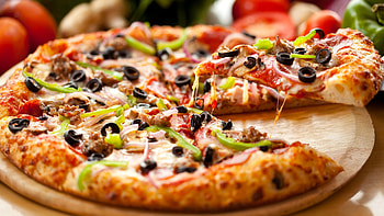 Italian cuisine, Savoury dish, Flavourful pizza, Gourmet delight HD wallpaper