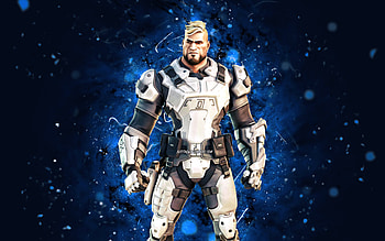 Arctic Tac Gunnar, , blue neon lights, Fortnite Battle Royale, Fortnite characters, Arctic Tac Gunnar Skin, Fortnite, Arctic Tac Gunnar Fortnite HD wallpaper