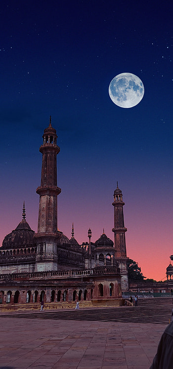 Lucknow, bada Imambara, moon, rumi gate, lucknowi, Imambara, Uttar Pradesh HD phone wallpaper