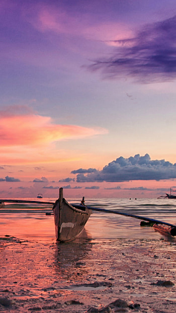 Pink sunset, Beach bliss, Nokia Lumia , Tranquil scenery HD phone wallpaper