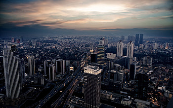 Cities, Auto, Sky, Night, City, Building, Lights, Movement, Traffic, Evening HD wallpaper