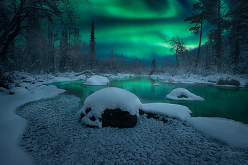 Lake, Northern lights, winter HD wallpaper