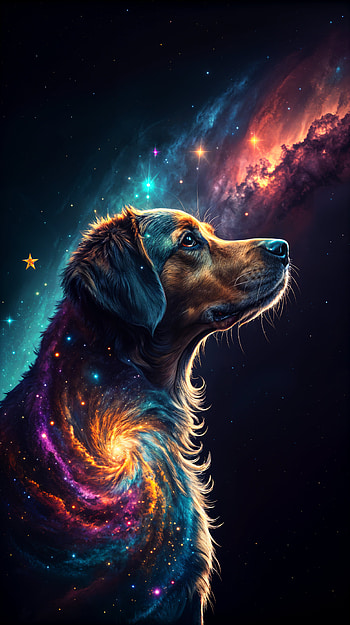 Cosmic Canine: A Stellar Pet, pet, dog, galaxy, space, cosmic HD phone wallpaper