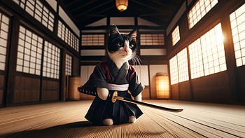 Samurai Cat in AI Art: Warrior HD wallpaper