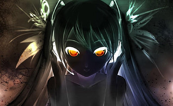 Inverted Hatsune Miku, long hair, dark, orange eyes, inverted HD wallpaper