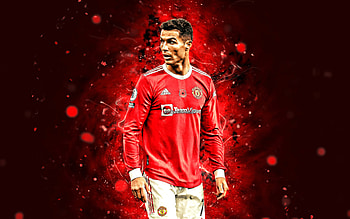 Cristiano Ronaldo, 2022, Manchester United, red neon lights, football stars, CR7, Manchester United FC, Cristiano Ronaldo Manchester United, CR7 Man United, Cristiano Ronaldo HD wallpaper