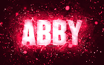 Happy Birtay Abby, , pink neon lights, Abby name, creative, Abby Happy Birtay, Abby Birtay, popular american female names, with Abby name, Abby HD wallpaper