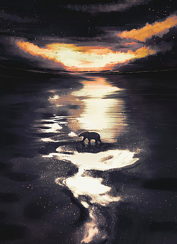 Art, Twilight, Bear, Dusk, Wildlife, Polar Bear HD phone wallpaper