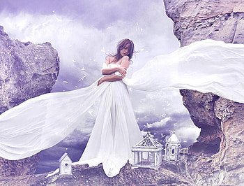 memories remain, white, model, dress, lovely, rocks, female HD wallpaper
