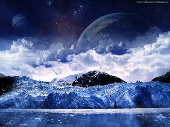 Landscape, Winter, Water, Art, Planets, Mountains HD wallpaper