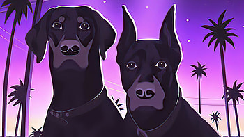 Street Dogs Retrowave , retrowave, artist, artwork, digital-art HD wallpaper