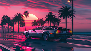 Delorean Vaporwave Retro, delorean, vaporwave, cars, artist, artwork, digital-art HD wallpaper