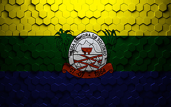 Flag of Nossa Senhora do Socorro, honeycomb art, Nossa Senhora do Socorro hexagons flag, Nossa Senhora do Socorro 3d hexagons art, Nossa Senhora do Socorro flag HD wallpaper