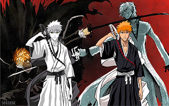 ichigo & ichigo, bleach, white, ichigo, anime, form, hollow, orange HD wallpaper