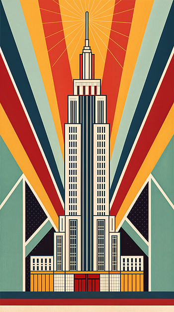 Art Deco Skyline: A Bold , city skyline, graphic design HD phone wallpaper