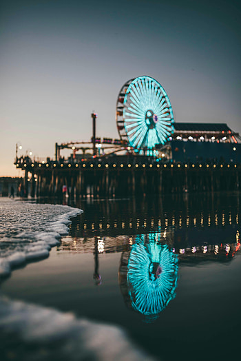 Ferris Wheel, Water, Lights, Reflection, Miscellanea, Miscellaneous HD phone wallpaper