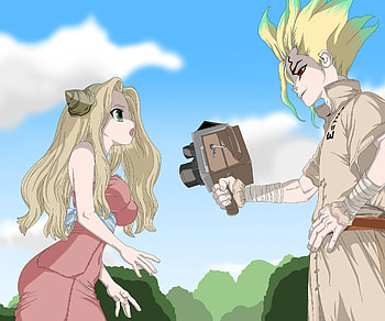 Minami and Senku, Dr.STONE HD wallpaper
