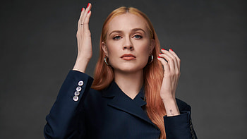 Redhead Evan Rachel Wood Girl Model Is Wearing Blue Coat Suit Dress Girls HD wallpaper