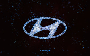Hyundai glitter logo, , black background, Hyundai logo, blue glitter art, Hyundai, creative art, Hyundai blue glitter logo HD wallpaper
