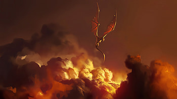 Dragon Clouds Fire Storm , dragon, artist, artwork, digital-art, artstation HD wallpaper