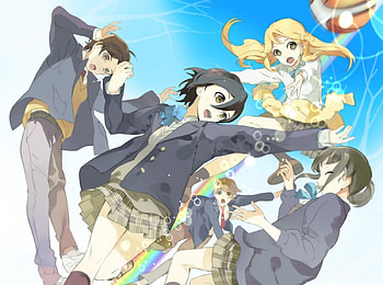 Having fun, skirt, guys, anime, girl, shirt HD wallpaper