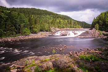 Nature, Rivers, Trees, Stones, Sky, Forest, Flow, Stream HD wallpaper