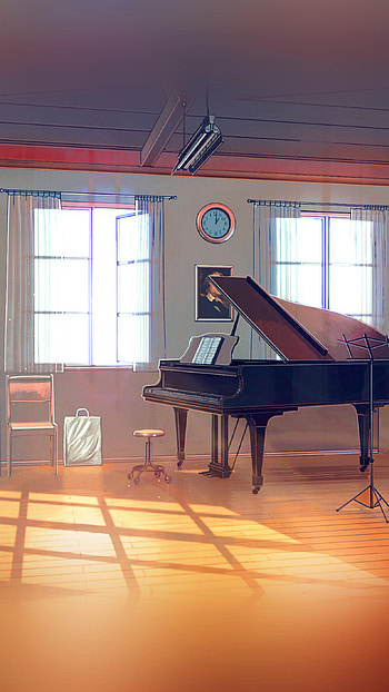 Grand Piano, Music room illustration, Artistic elegance, Serene blue HD phone wallpaper