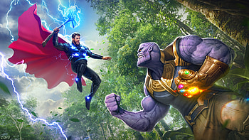 Thor Vs Thanos , thor, thanos, superheroes, avengers, supervillain, artwork, behance, artist, digital-art HD wallpaper