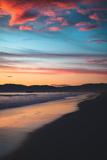 Nature, Sunset, Mountains, Beach, Shore, Bank HD phone wallpaper