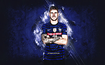 Lucas Hernandez, France national football team, French footballer, portrait, blue stone background, France, football HD wallpaper