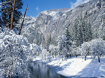 Landscape, Winter, Rivers, Trees, Mountains, Snow HD wallpaper