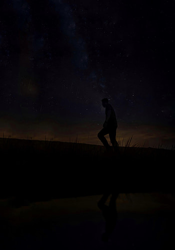 Night, Dark, Silhouette, Starry Sky, Human, Person HD phone wallpaper