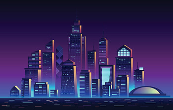 Neon Skyline, Travels, Futuristic skyline, Vector art HD wallpaper
