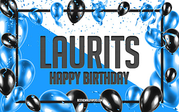 Happy Birtay Laurits, Birtay Balloons Background, Laurits, with names, Laurits Happy Birtay, Blue Balloons Birtay Background, Laurits Birtay HD wallpaper