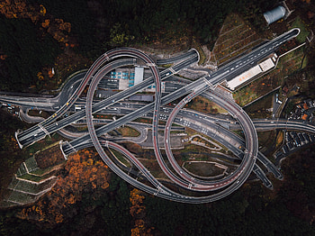 Crossroads Highway Road Aerial View , crossroads, road, highway, artist, artwork, digital-art HD wallpaper