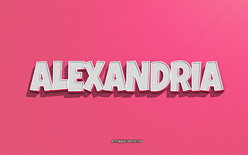 Alexandria, pink lines background, with names, Alexandria name, female names, Alexandria greeting card, line art, with Alexandria name HD wallpaper
