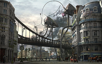 War of the Worlds, H.G. Wells, Steampunk Mundos Extraterrestres, Men Hunting HD wallpaper