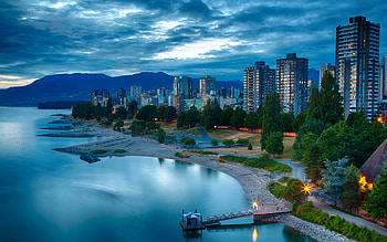 Building, Vancouver, Wharf, , City, Cityscape, Dusk, Lake, Skyscraper, Cities HD wallpaper