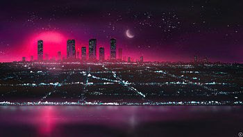 Retro Cityscape Neon Drifts , retrowave, artist, artwork, digital-art, deviantart HD wallpaper