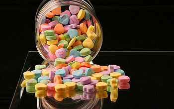 Food, Hearts, Bank, Inscription, Table, Jar, Zephyr, Marshmallow, Scattering, Placer HD wallpaper
