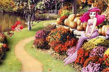 ariel wants to say u a hello, ariel, grass, flowers, lake HD wallpaper