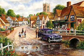 welcome delivery, morris, retro, houses, cars HD wallpaper