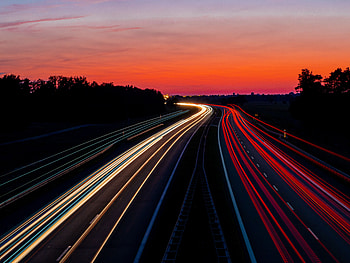 Lights, Dark, Road, Traffic, Movement, Long Exposure HD wallpaper