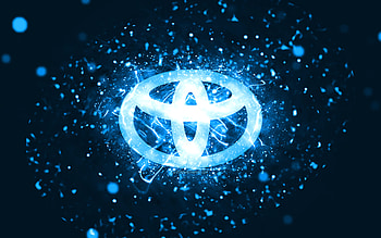 Toyota blue logo, , blue neon lights, creative, blue abstract background, Toyota logo, cars brands, Toyota HD wallpaper