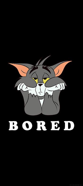 İ Tom Bored, whiskers, art, black, dark, jerry, tomandjerry HD phone wallpaper
