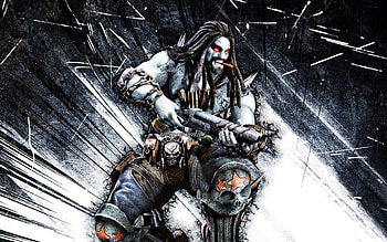 Lobo, grunge art, Injustice Gods Among Us, warrior, Injustice Gods characters, blue abstract rays, DLC, creative, Lobo Injustice HD wallpaper