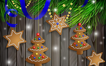 Merry Christmas!, blue, black, craciun, christmas, green, card, cookies HD wallpaper