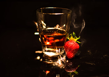 Strawberry and drink, glass, portrait HD wallpaper